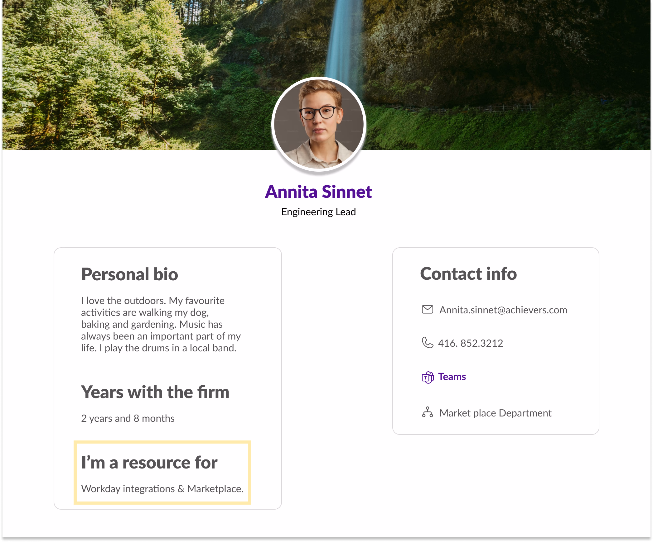 Employees' new profile page